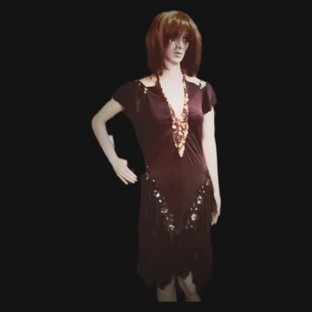 Black Cocktail Dress Vintage size Small to Med. Gently worn